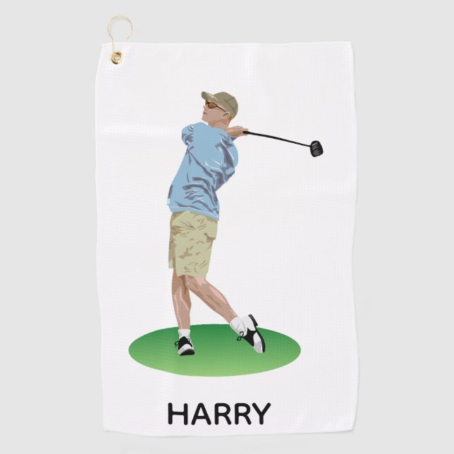 Serviette De Golf Personnalisez, golfeur (Devant)