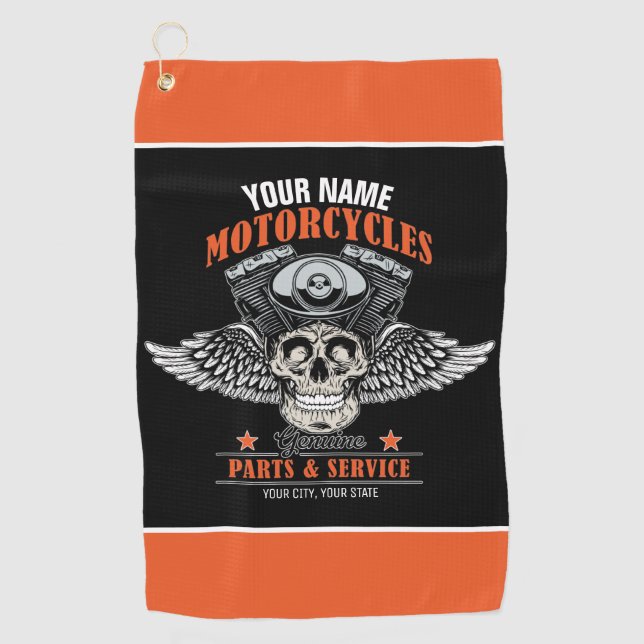 Serviette De Golf Personnalized Biker Flying (Devant)
