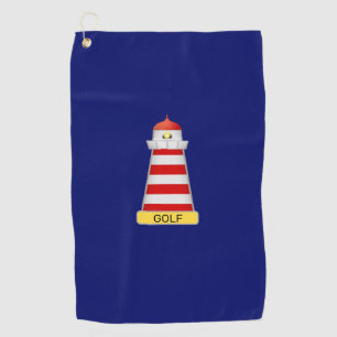 Serviette De Golf Phare et texte sur bleu marine