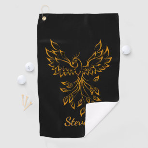 Serviette De Golf Phoenix de cuivre se lève sur noir