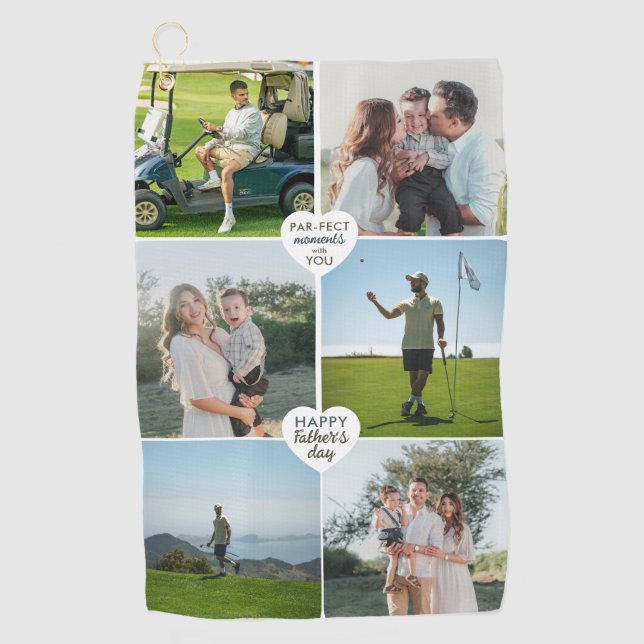Serviette De Golf Photo Collage Perfect Moments Fête des pères (Devant)