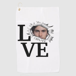 Serviette De Golf Photo d'amour personnalisée dans un trou vintage