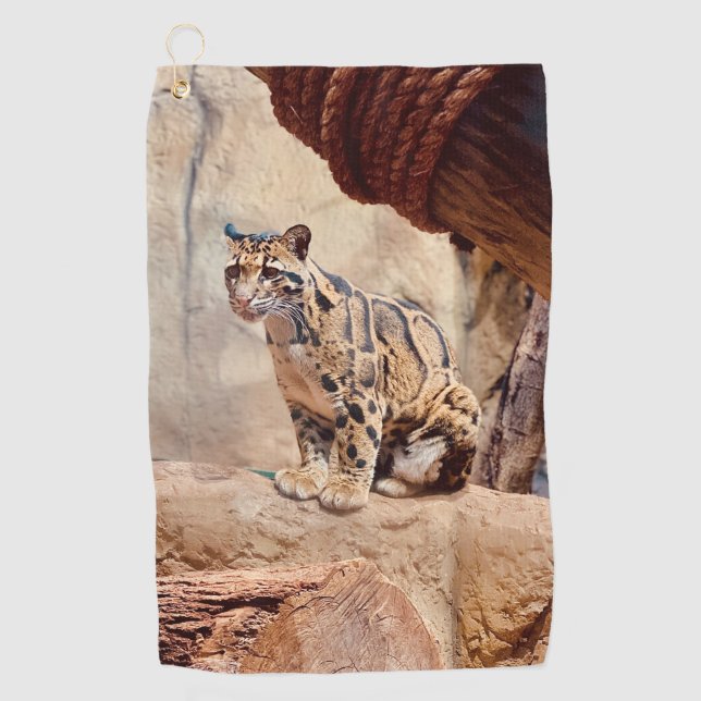 Serviette De Golf photo de léopard nuageux nature faune exotique (Devant)