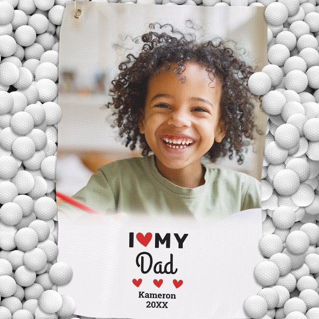 Serviette De Golf Photo I Love My Papa Golfer Name Custom (Photo I Love My Dad Golfer Name Custom Golf Towel)