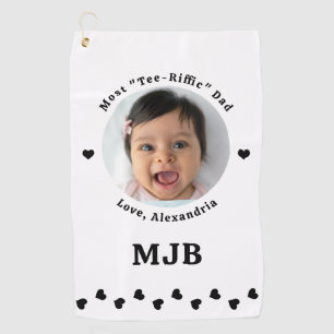 Serviette De Golf Photo personnalisée Meilleur papa Jamais Noir Bla