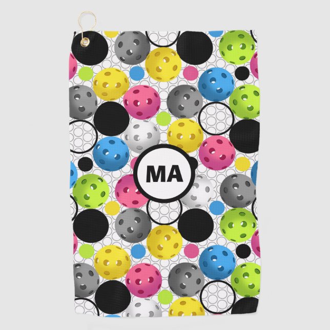 Serviette De Golf Pickleball Motif Pink Initials Sweet Towne (Devant)