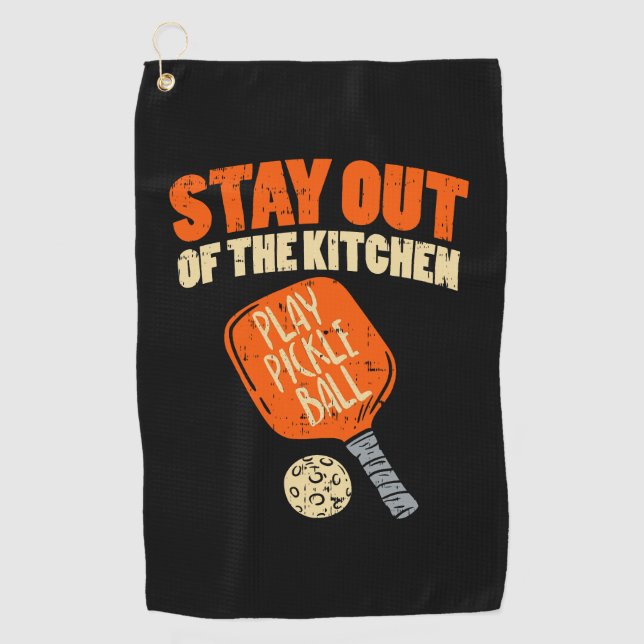 Serviette De Golf Pickleball - Restez Hors De La Cuisine (Devant)