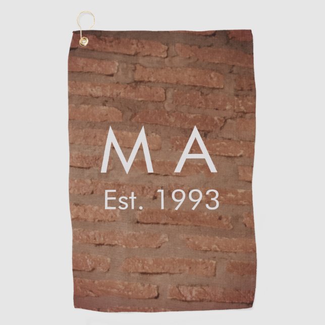 Serviette De Golf pierre de brique rustique Brown ajouter le nom let (Devant)