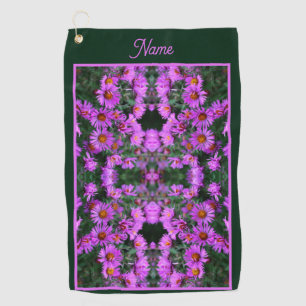 Serviette De Golf Pink Autumn Aster Flowers Abstrait Personnalisé
