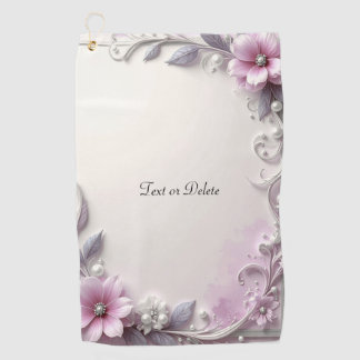 Serviette De Golf Pink Floral Frame Golf Towel