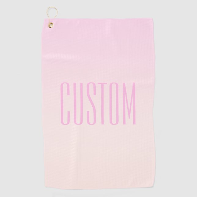 Serviette De Golf Pink to Peach Sunset Ombre avec texte personnalisa (Devant)