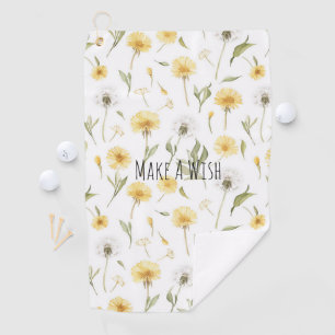 Serviette De Golf Pissenlits Fleurs Jaunes Blanches Faire Un Vœu