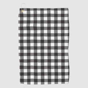 Serviette de golf Plaid de Buffalo noir et blanc