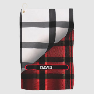 Serviette De Golf Plaid Moderne Abstraite Rouge Noir Plaid Collectio