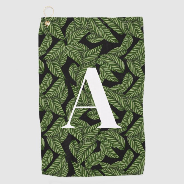 Serviette De Golf Plante de feuille tropicale moderne Imprimer Monog (Devant)
