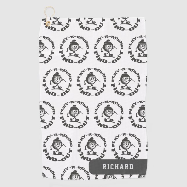 Serviette De Golf Play A Round Find Out Pattern Custom Name Golfer (Devant)