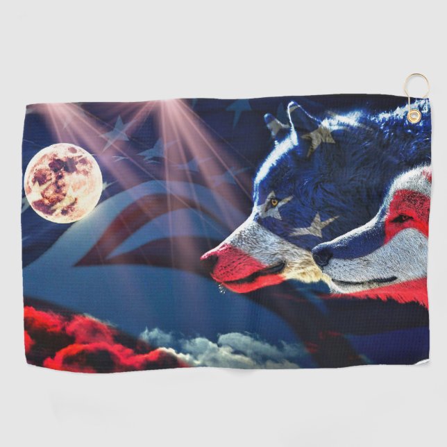 Serviette De Golf Pleine lune Wolf Wolf (Horizontal)