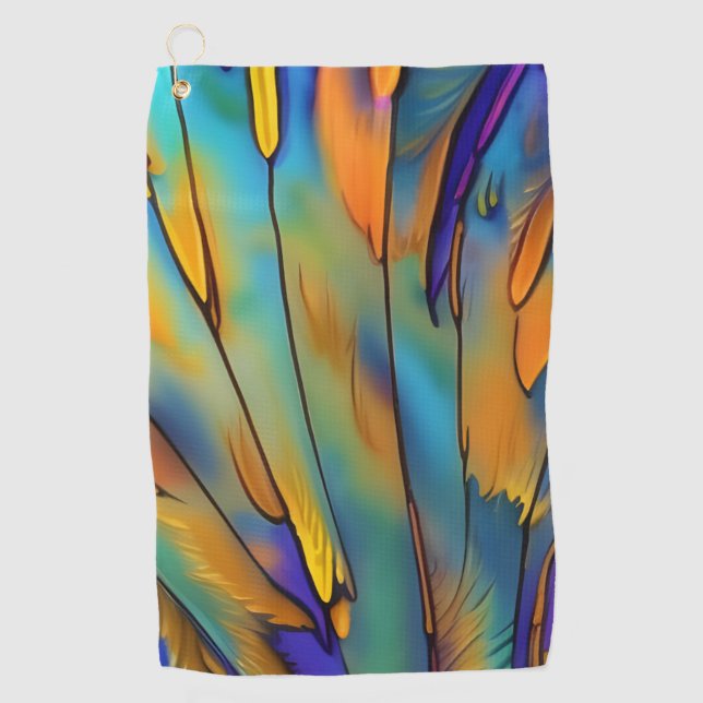 Serviette De Golf Plumes en verre tendu AI Art Abstrait (Devant)