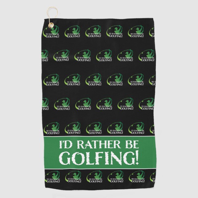Serviette De Golf Plutôt Faire Du Golf Moderne Golfeur Sports Black  (Devant)
