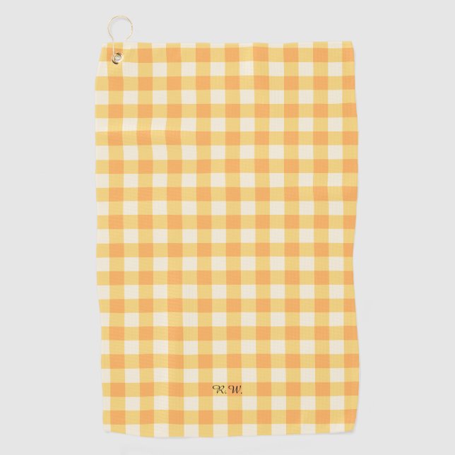 Serviette De Golf Poche jaune En vichy Plat (Devant)