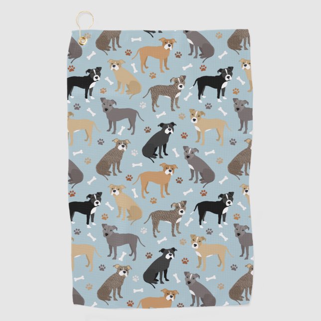 Serviette De Golf Poches et os Pitbulles (Devant)