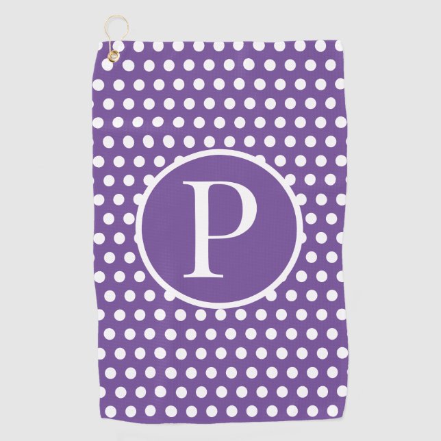 Serviette De Golf Point Polka de la lettre initiale personnalisée (Devant)