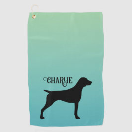 Serviette De Golf Pointeur court allemand Silhouette Nom personnalis