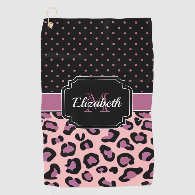 Serviette De Golf Points et Empreintes de léopard (Devant)
