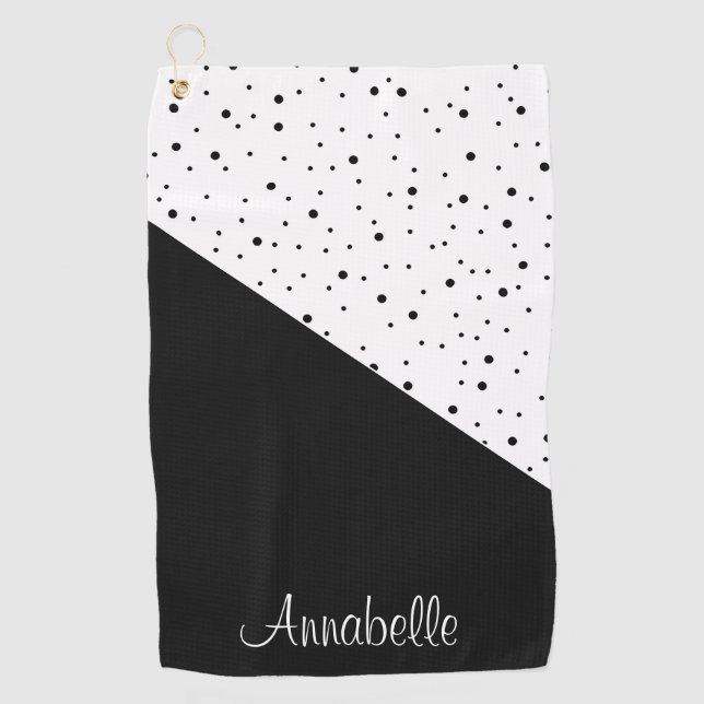 Serviette De Golf Points noirs et blancs (Devant)