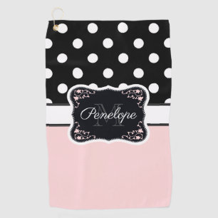 Serviette De Golf Points roses et noirs