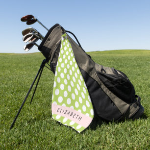 Serviette De Golf Pois verts, Motif Pointe Polka, Votre Nom
