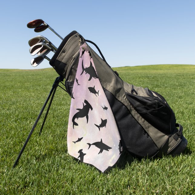 Serviette De Golf Poisson rose sur galaxie dégradée Espace (Vert)