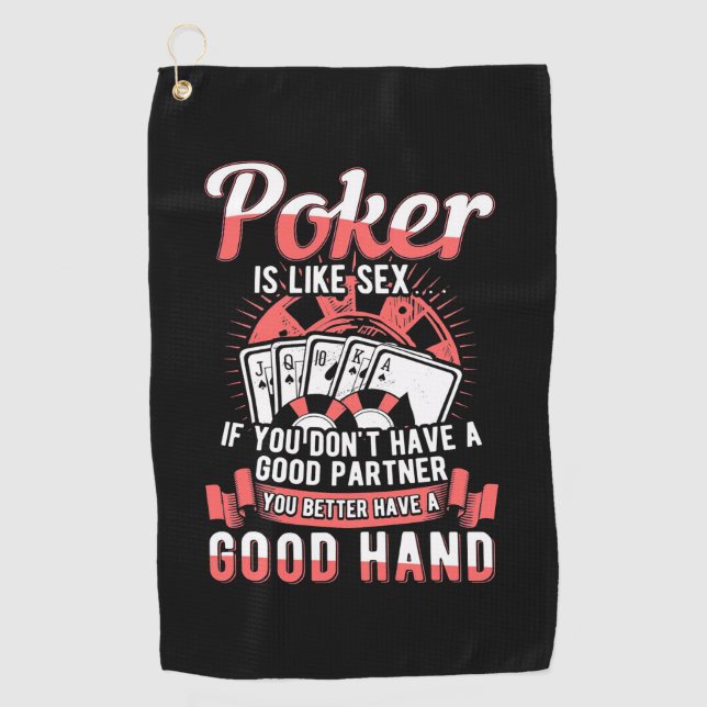 Serviette De Golf Poker Tu Vaut Mieux Avoir Une Bonne Main (Devant)