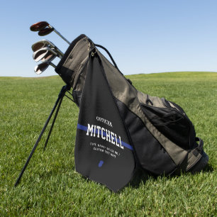 Serviette De Golf Policier personnalisé Ligne Bleue Mince