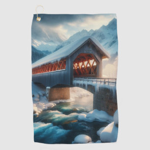 Serviette De Golf Pont et rivière enneigés en hiver