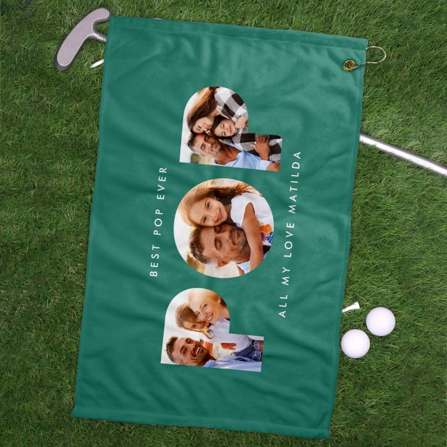 Serviette De Golf Pop multi photo moderne typographie enfant cadeau  (Créateur téléchargé)