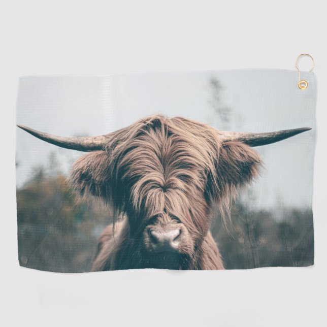 Serviette De Golf Portrait de vache Highland (Horizontal)