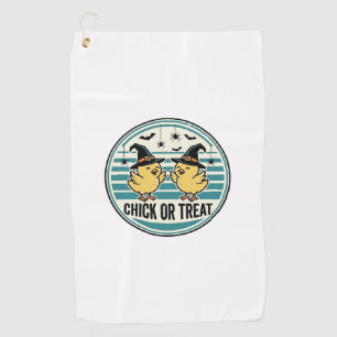 Serviette De Golf Poulet de Halloween ou Traitement Poulets Vintage 