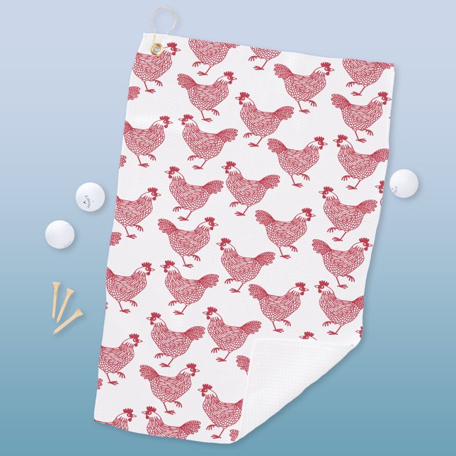 Serviette De Golf Poulets (Chicken hen poultry pattern golf towel)