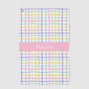 Serviette De Golf Preppy Pink Plaid Dames personnalisées