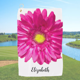 Serviette De Golf Pretty pink daisy flower custom name womens