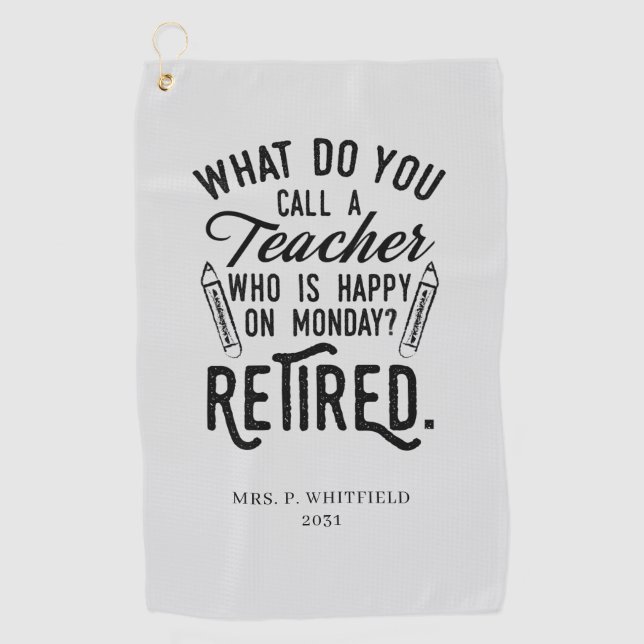 Serviette De Golf Professeur retraité Chef de l'école Retraite sur m (Devant)