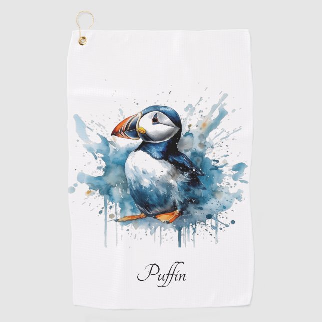 Serviette De Golf Puffin Splash, personnalisé (Devant)