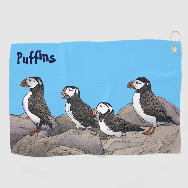 Serviette De Golf Puffins de l'Atlantique (Horizontal)