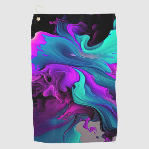 Serviette De Golf Purple Aqua Turquoise Belle Flûte Abstraite