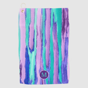 Serviette De Golf Rayures pourpres d'abrégé sur turquoise