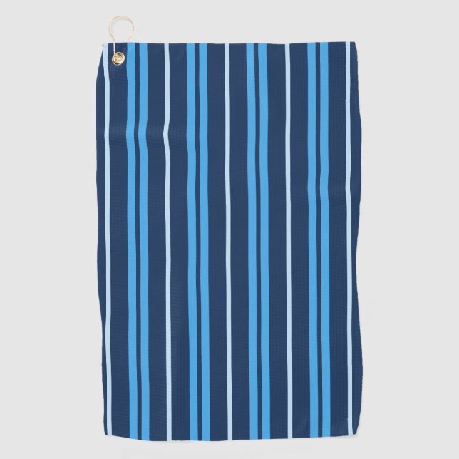 Serviette De Golf Rayures verticales bleues de largeur variable (Devant)
