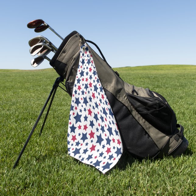 Serviette De Golf Red and Blue Stars - motif de drapeau américain (Vert)