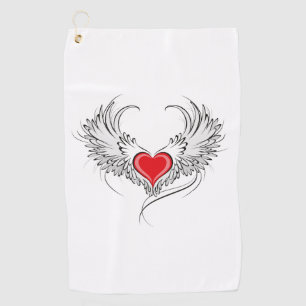 Serviette De Golf Red Angel Coeur avec ailes
