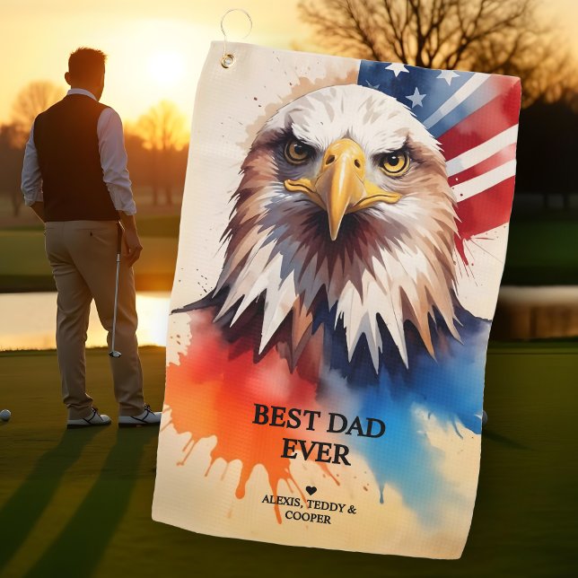 Serviette De Golf Refined Modern & Elegant Patriotic Eagle (Refined Modern & Elegant Patriotic Eagle Golf Towels.)